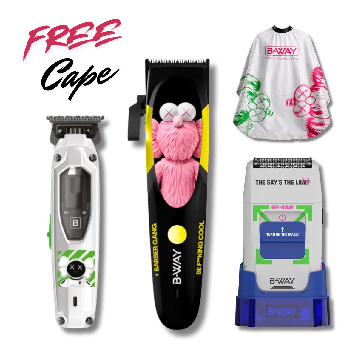 B-Way B10K Clipper, T-Pro Trimmer, Off-Shaver - 3 in 1 Set