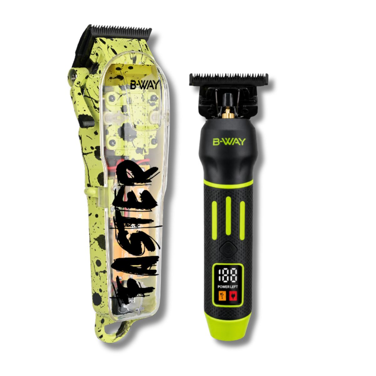 B-WAY Professional Barber Kit - Cordless Hair Clipper & Trimmer Set - Faster Clipper + Golden Gate Precision Trimmer for Fades, Haircuts, Edge-Ups, Beard Detailing & Outlining