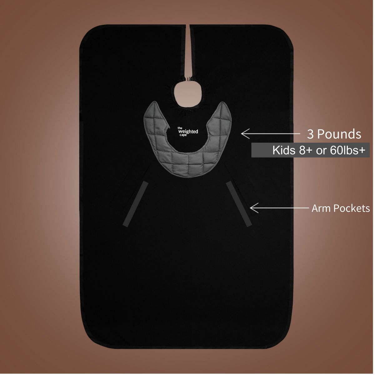 Kids Black 3 Pound Weighted Cape (Back Order)
