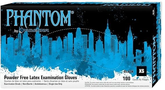 Phantom 6 mil Latex Powder Free Exam Gloves (XS, S, M, L, XL)