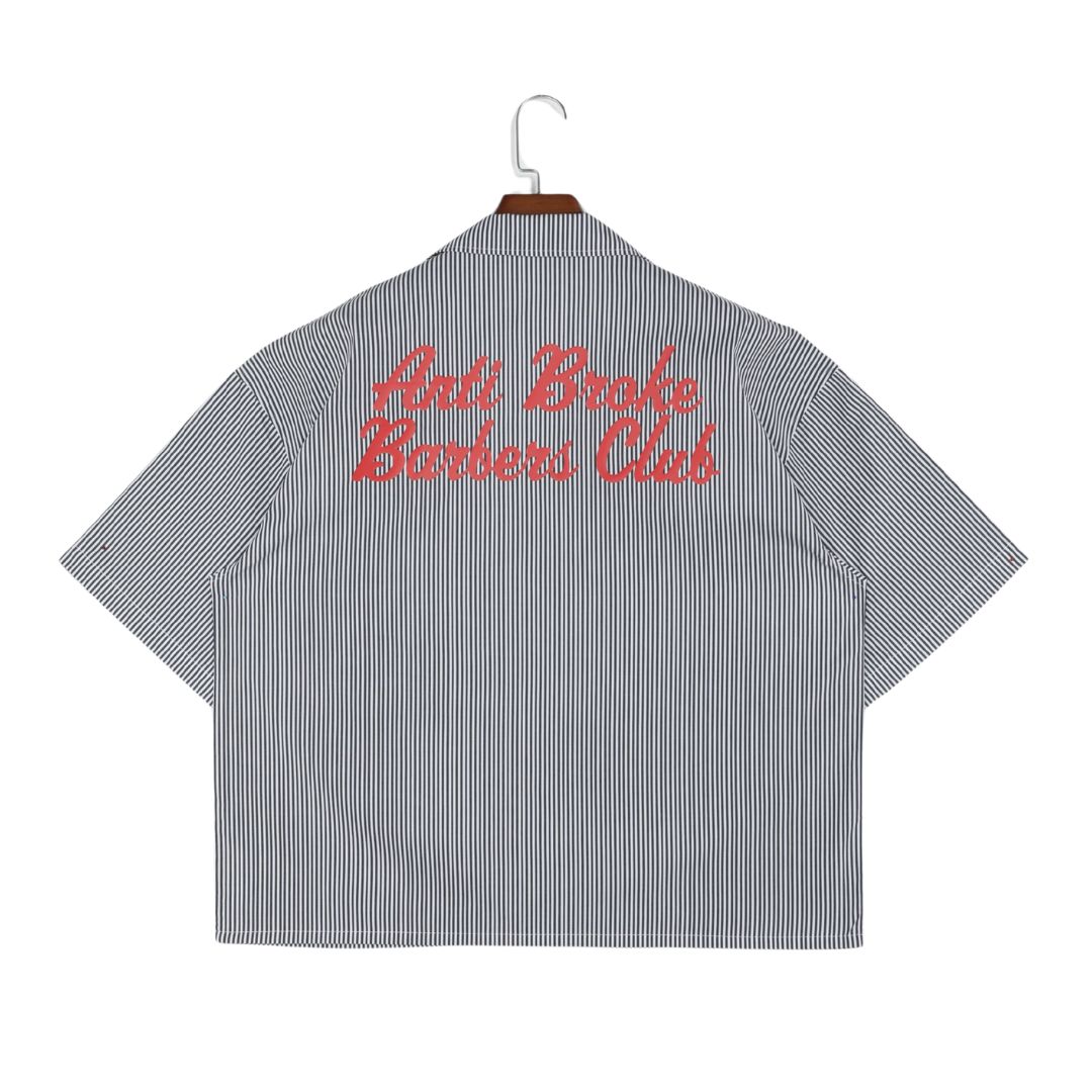 Pinstripe Hair Mechanic Smock - Black