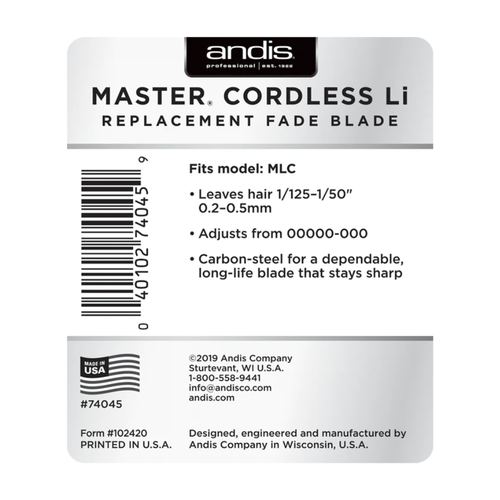 Andis Master Cordless Li Replacement fade Blade, view 3