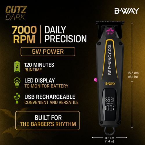 B-WAY CUTZ Dark Professional Cordless Trimmer - 7,000 RPM, view 3