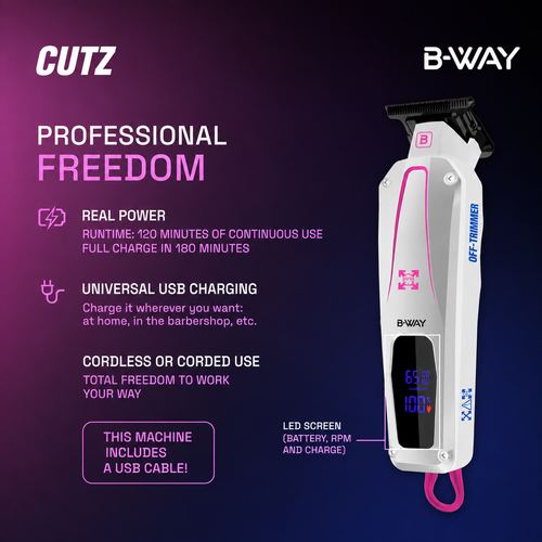 B-WAY CUTZ White Professional Cordless Trimmer - 7,000 RPM, view 5