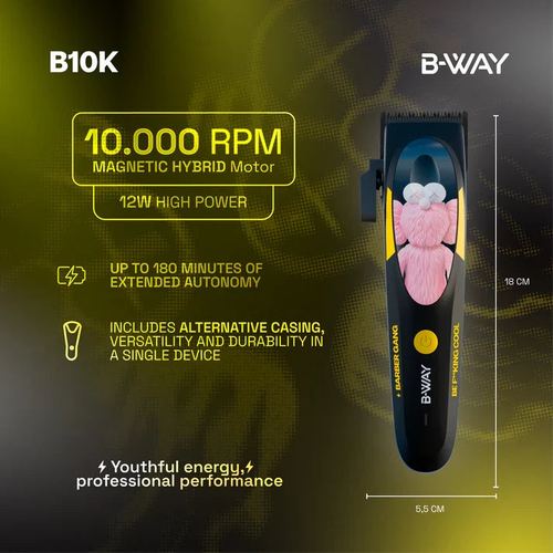 B-WAY Professional Barber Clipper Trimmer & Foil Shaver Set - B10K Hair Clipper, CUTZ Dark Trimmer & OFF Black Shaver - Cordless 3-in-1 Barber Grooming Kit for Fades, Outlining & Finishing, view 2