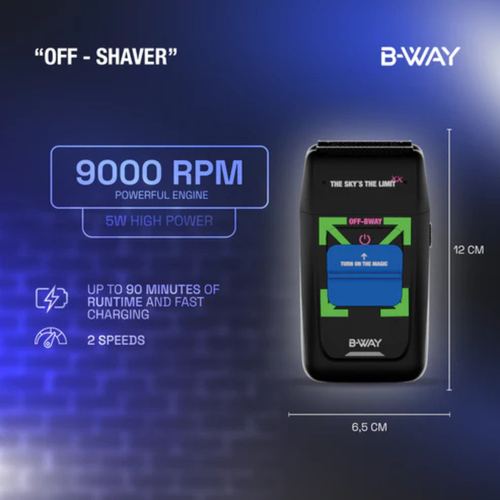 B-WAY Professional Barber Clipper Trimmer & Foil Shaver Set - B10K Hair Clipper, CUTZ Dark Trimmer & OFF Black Shaver - Cordless 3-in-1 Barber Grooming Kit for Fades, Outlining & Finishing, view 6