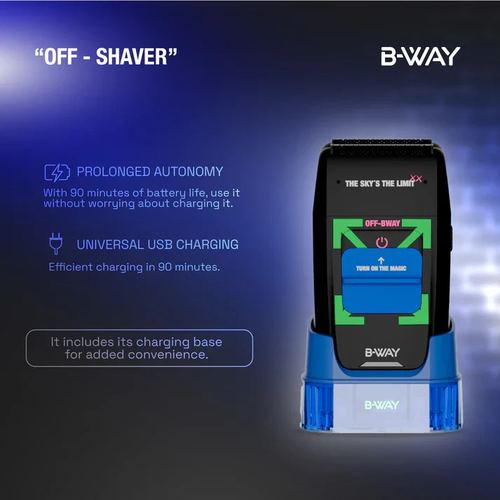 B-WAY Professional Barber Clipper Trimmer & Foil Shaver Set - B10K Hair Clipper, CUTZ Dark Trimmer & OFF Black Shaver - Cordless 3-in-1 Barber Grooming Kit for Fades, Outlining & Finishing, view 8