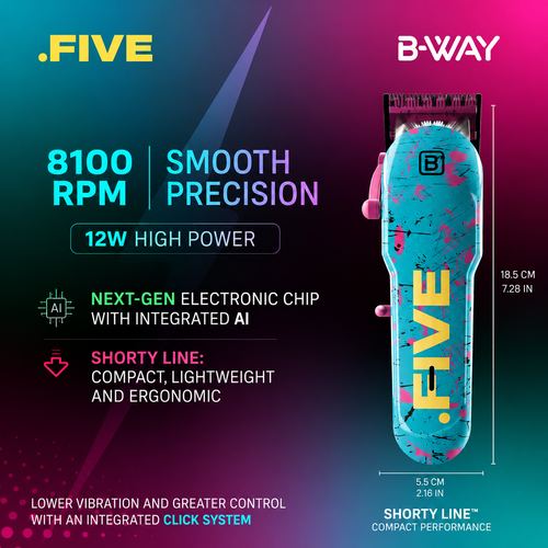 B-WAY Professional Barber Kit - Cordless Hair Clipper, Trimmer & Foil Shaver Set - New Five Clipper, DOT 1 Detail Trimmer & Zero Shaver for Fades, Haircuts, Detailing & Finishing, view 2