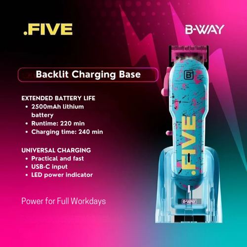 B-WAY Professional Barber Kit - Cordless Hair Clipper, Trimmer & Foil Shaver Set - New Five Clipper, DOT 1 Detail Trimmer & Zero Shaver for Fades, Haircuts, Detailing & Finishing, view 3