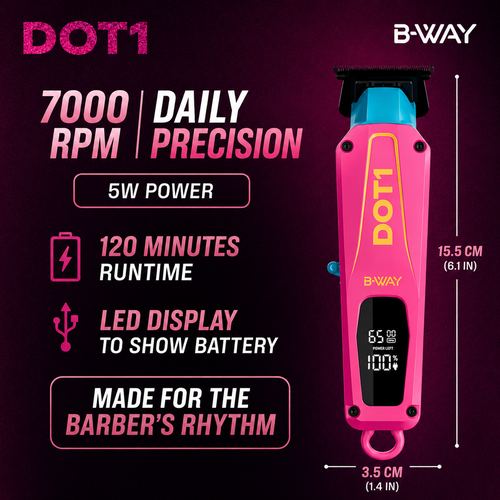 B-WAY Professional Barber Kit - Cordless Hair Clipper, Trimmer & Foil Shaver Set - New Five Clipper, DOT 1 Detail Trimmer & Zero Shaver for Fades, Haircuts, Detailing & Finishing, view 8
