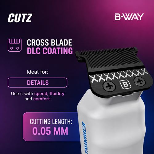 B-WAY Professional Barber Kit - Cordless Hair Clipper, Trimmer & Foil Shaver Set - Urban New Clipper, CUTZ White Detail Trimmer & OFF White Shaver for Fades, Haircuts & Finishing, view 5