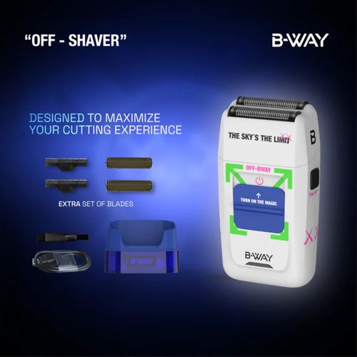 B-WAY Professional Barber Kit - Cordless Hair Clipper, Trimmer & Foil Shaver Set - Urban New Clipper, CUTZ White Detail Trimmer & OFF White Shaver for Fades, Haircuts & Finishing, view 6
