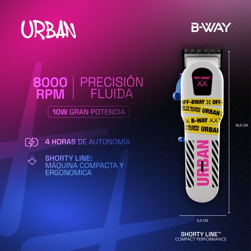 B-WAY Professional Barber Kit - Cordless Hair Clipper, Trimmer & Foil Shaver Set - Urban New Clipper, CUTZ White Detail Trimmer & OFF White Shaver for Fades, Haircuts & Finishing, view 8