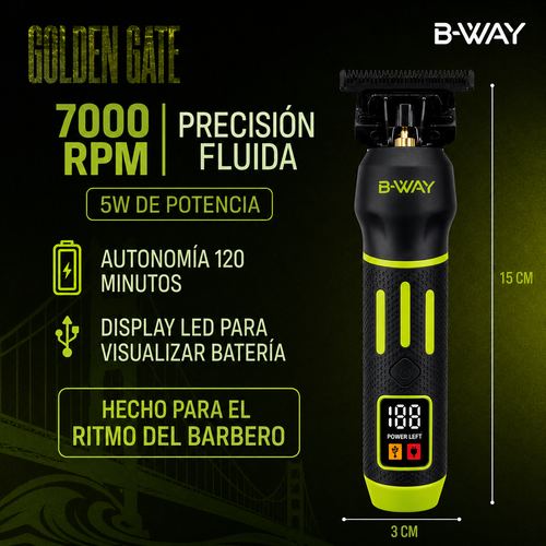 B-WAY Professional Barber Kit - Cordless Hair Clipper & Trimmer Set - Faster Clipper + Golden Gate Precision Trimmer for Fades, Haircuts, Edge-Ups, Beard Detailing & Outlining, view 8