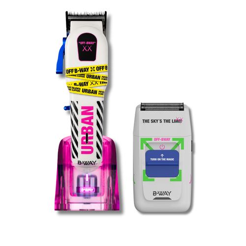 B-Way Urban Shorty Clipper & OFF Foil Shaver - Professional Barber Combo