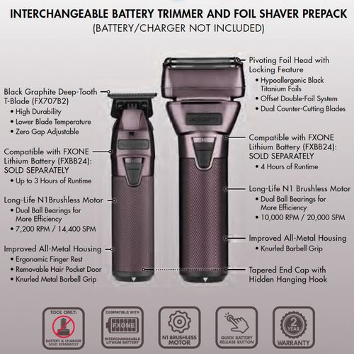 BabylissPRO® FXONE™ LIMITEDFX Tool Only Purple Trimmer and Foil Shaver, view 2