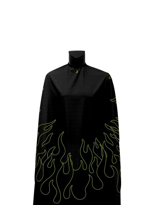 Black/Volt Outline Flames PRO Cape, view 2