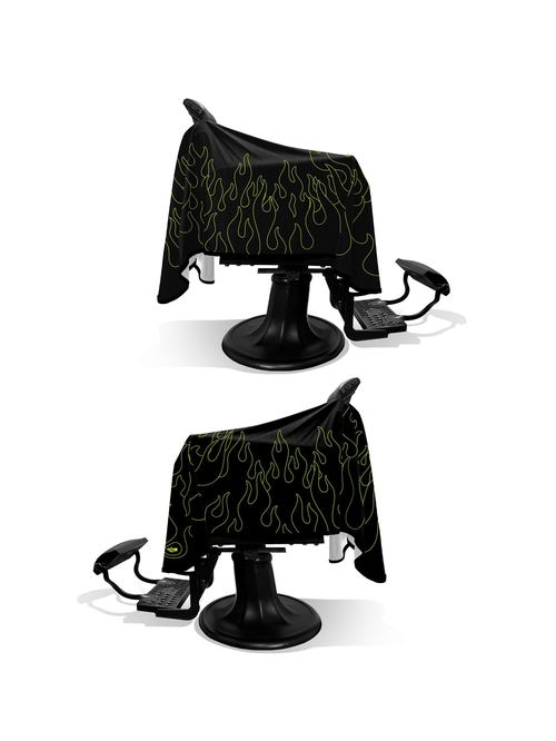 Black/Volt Outline Flames PRO Cape, view 3