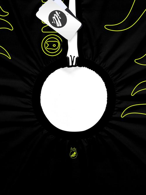 Black/Volt Outline Flames PRO Cape, view 4