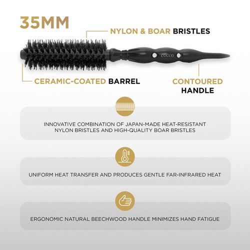 COCCO® Black Series Ceramic Boar Brush (Select Size), view 3