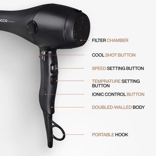 COCCO® Nano Pro Hair Dryer (Black), view 8
