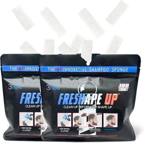 Freshape Up 100 Packs - Barber Shampoo Infused Sponges for Hairline Cleaning (No Rinse), view 2