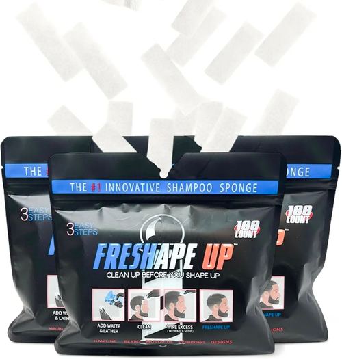 Freshape Up 100 Packs - Barber Shampoo Infused Sponges for Hairline Cleaning (No Rinse), view 3