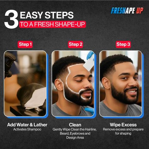 Freshape Up 100 Packs - Barber Shampoo Infused Sponges for Hairline Cleaning (No Rinse), view 5