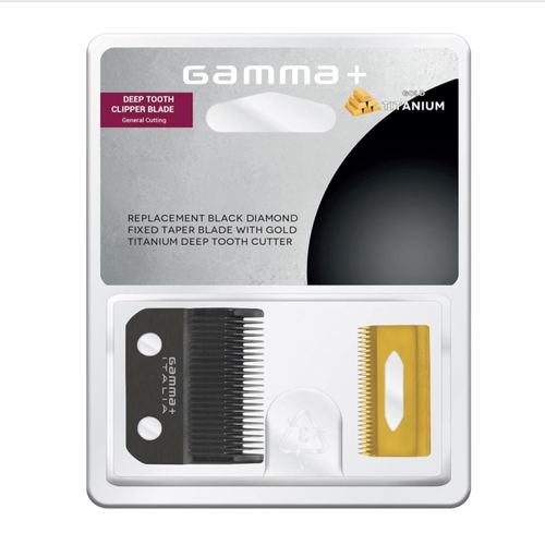 Gamma+ Clipper Blade w/ DLC Fixed Taper Blade & Deep Tooth Gold Titanium Cutter GPCRBTS