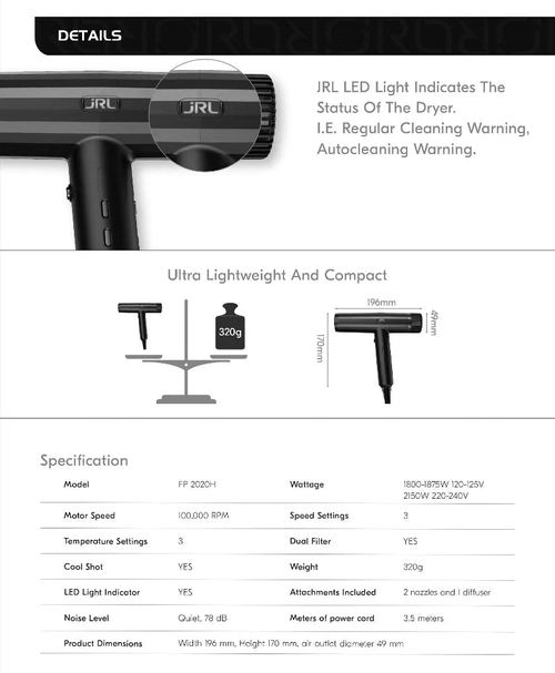 JRL Blow Dryer Forte Pro, view 4