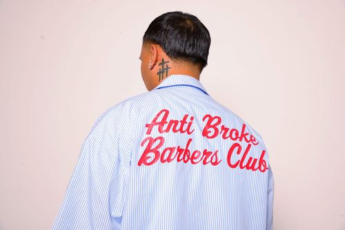 Pinstripe Hair Mechanic Smock - Blue, view 4