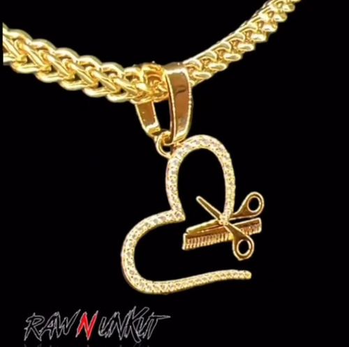 Raw N Unkut Heart, Scissor, Comb Pendant + Chain, view 7