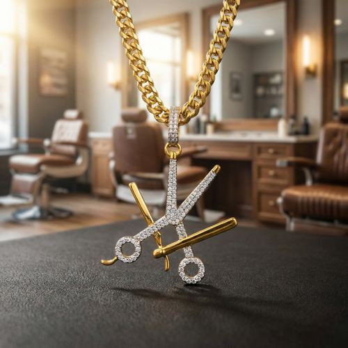 Raw N Unkut Scissor,razor Holder Pendant + Chain, view 5