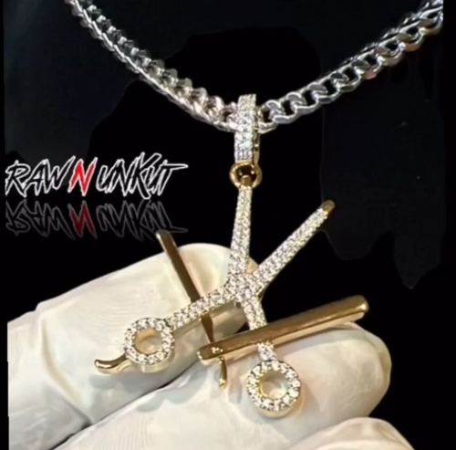 Raw N Unkut Scissor,razor Holder Pendant + Chain, view 8