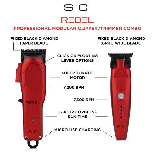 StyleCraft Rebel Clipper & Trimmer Red Combo, view 6