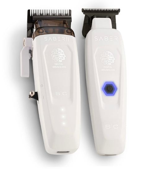 StyleCraft Saber II Clipper & Saber Trimmer Combo White - Free Fadez 2 Riches comb brush