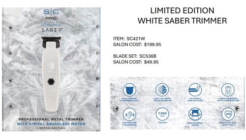 StyleCraft Saber II Clipper & Saber Trimmer Combo White - Free Fadez 2 Riches comb brush, view 3