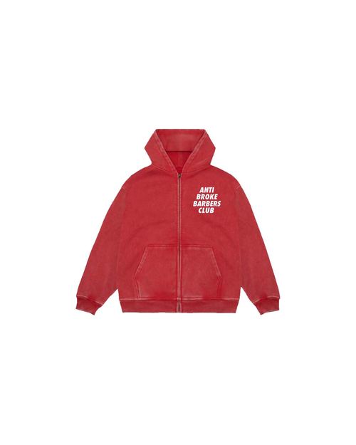 Sun Faded Trademark Zip Hoodie - Red