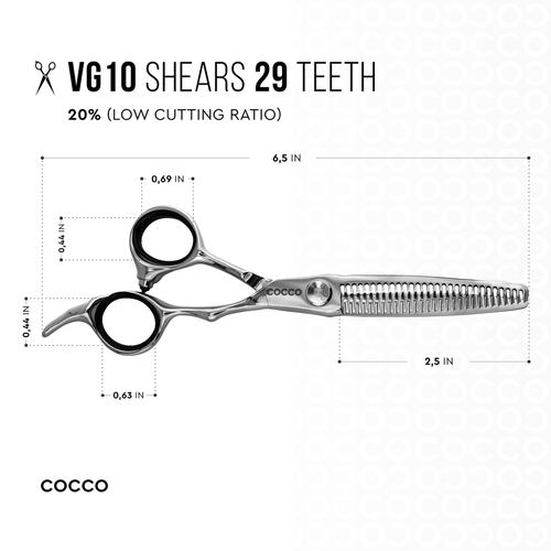 VG10 Blunt and Including 6" 29 Tooth Thinning Shear Set - Select Size, view 8