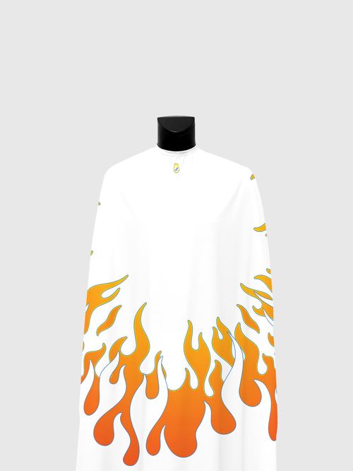 White Vintage Flames PRO Cape, view 2